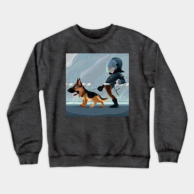 Officer and Pet Crewneck Sweatshirt by ddraw